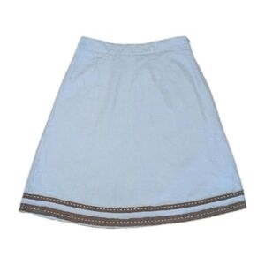 Boden 100% Linen Midi Skirt Baby Blue A Line Size 8 Raw Hem Lined Boho Beachy